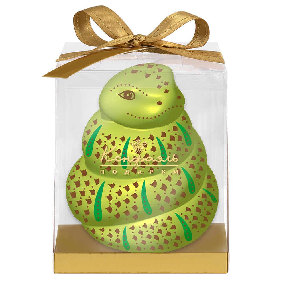 Змея зеленая из белого шоколада с декором 105г из коллекции Символы года 2025