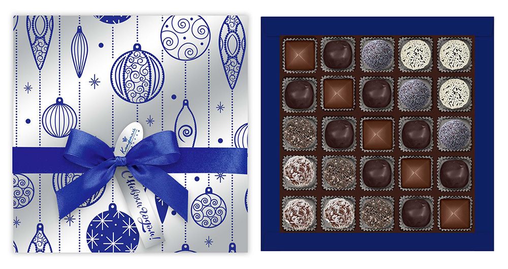 Набор конфет ручной работы из абрикоса и хурмы в посыпке, ирис, ассорти 280г из коллекции Серебро января