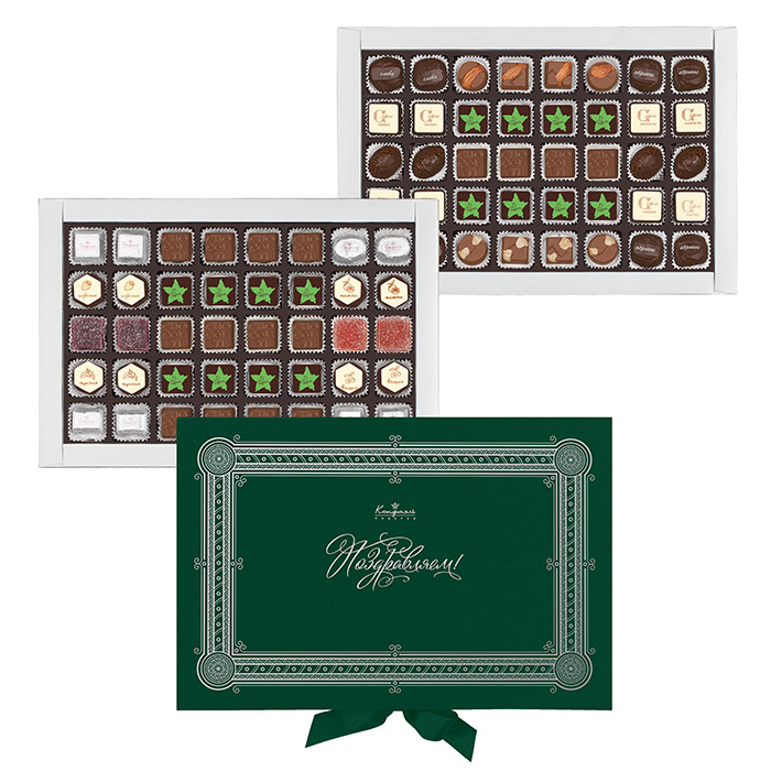 Набор конфет ассорти и ручной работы зеленый 810г из коллекции 23 февраля Набор конфет ассорти и ручной работы зеленый 810г из коллекции 23 февраля