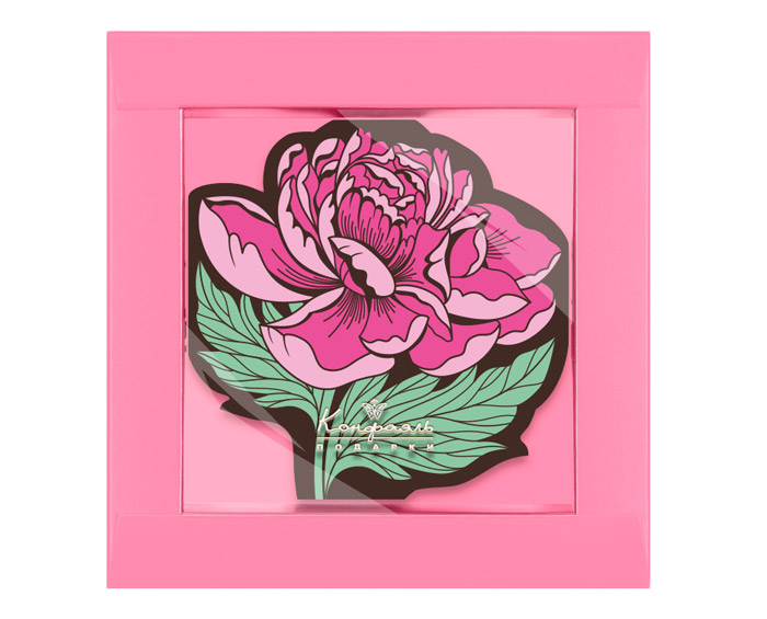 Открытка из горького шоколада Пион