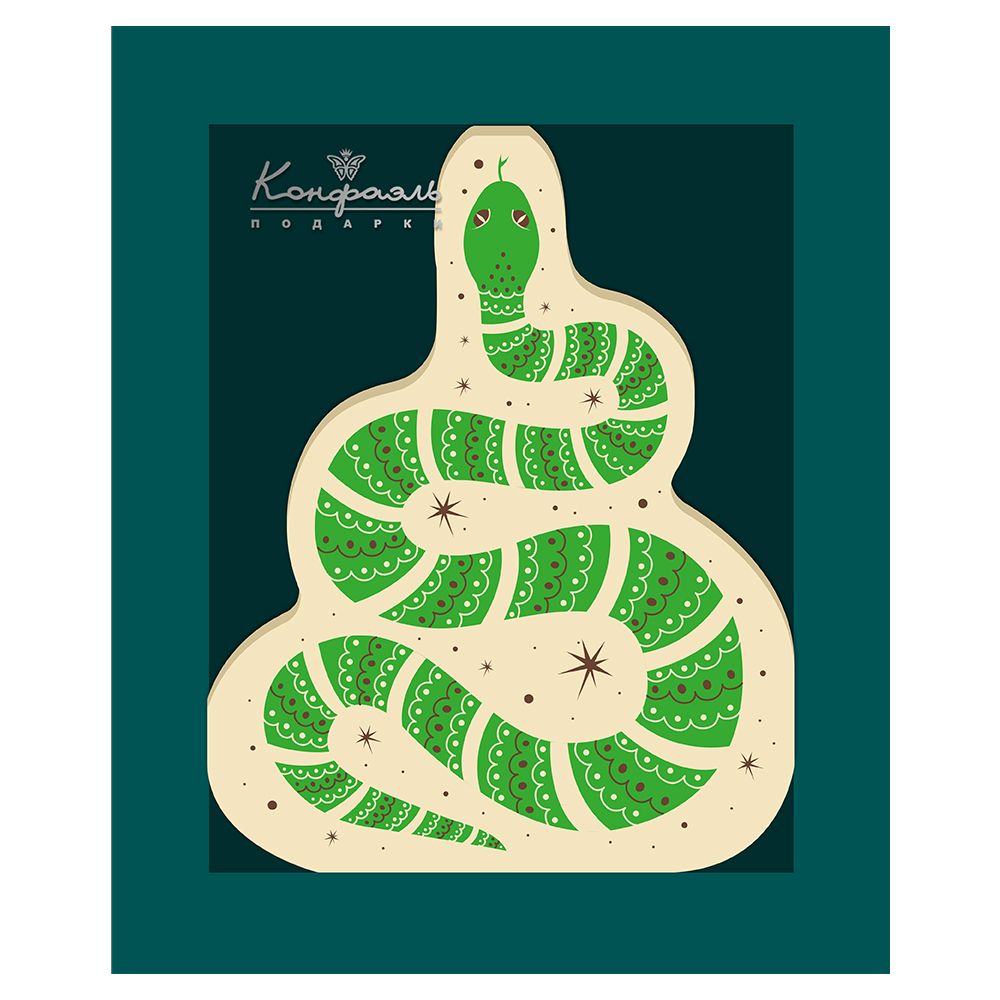 Шоколад белый фигурный с декором Змея 60г из коллекции Символы года 2025