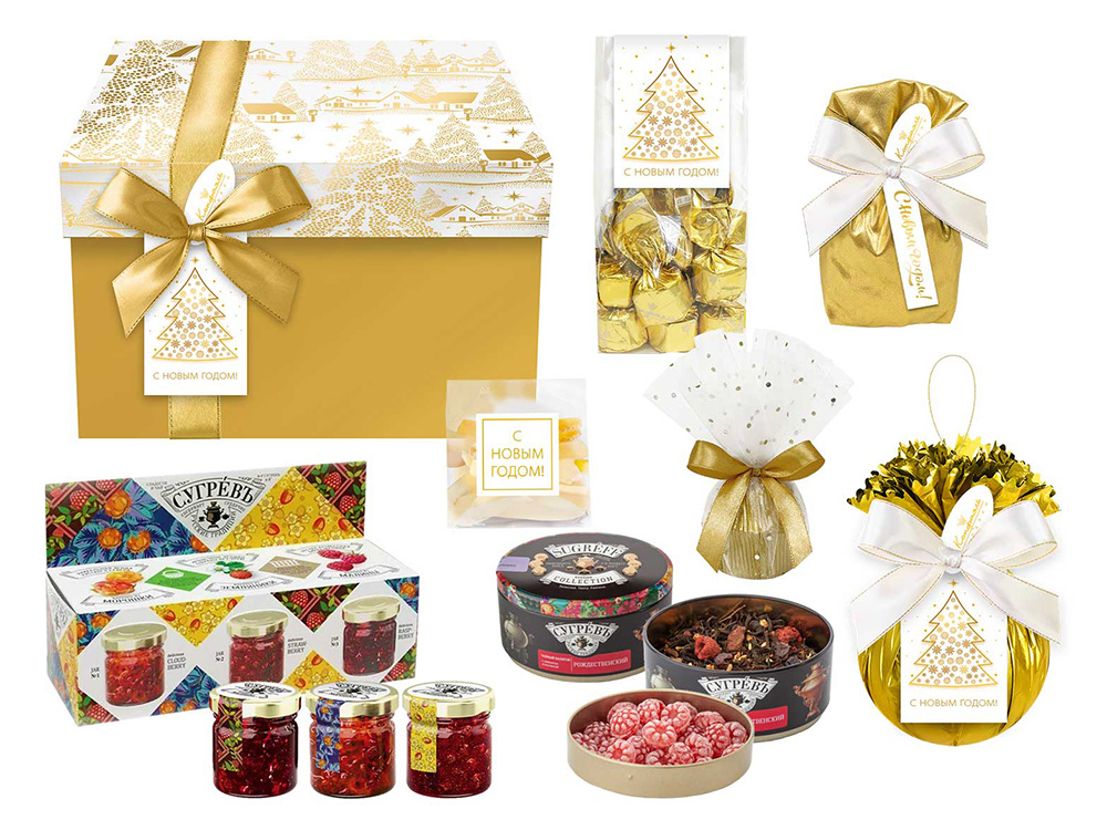 Набор шоколада и конфет: драже, цукаты, ассорти, варенье, чайный набор из коллекции Золото зимы 