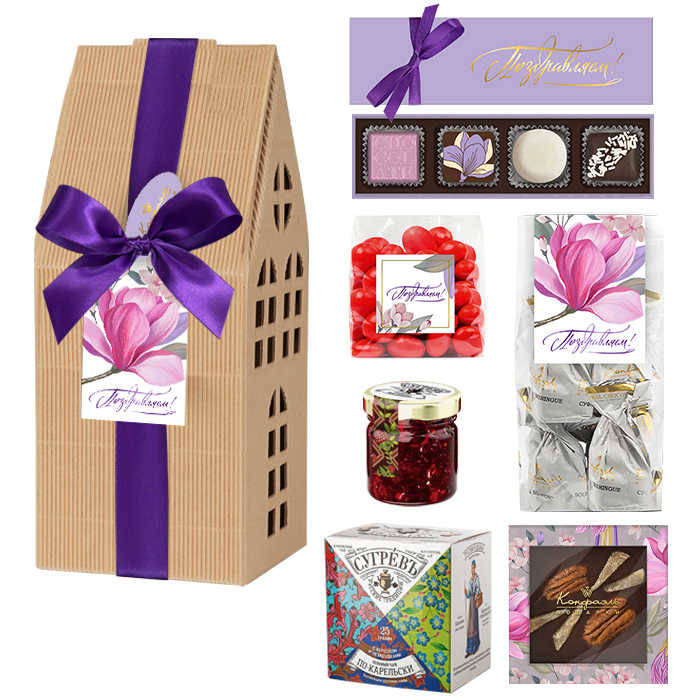 Набор: конфеты, шоколад, драже, варенье, чай из коллекции Птицы райского сада Набор: конфеты, шоколад, драже, варенье, чай из коллекции Птицы райского сада