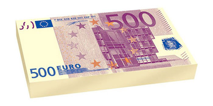 Стопка банкнот - 500 евро шоколад фигурный белый 