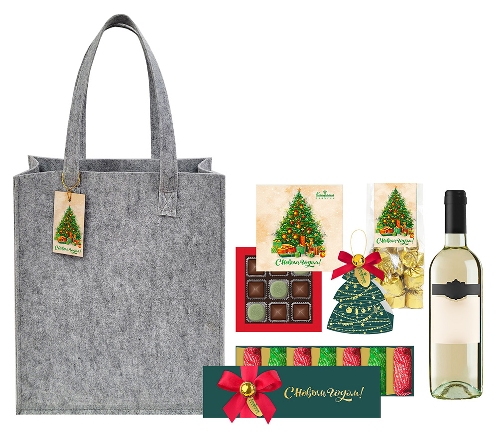 Набор с конфетами: ассорти, мармелад-суфле, сухофрукты из коллекции Новогоднее настроение.Зима 