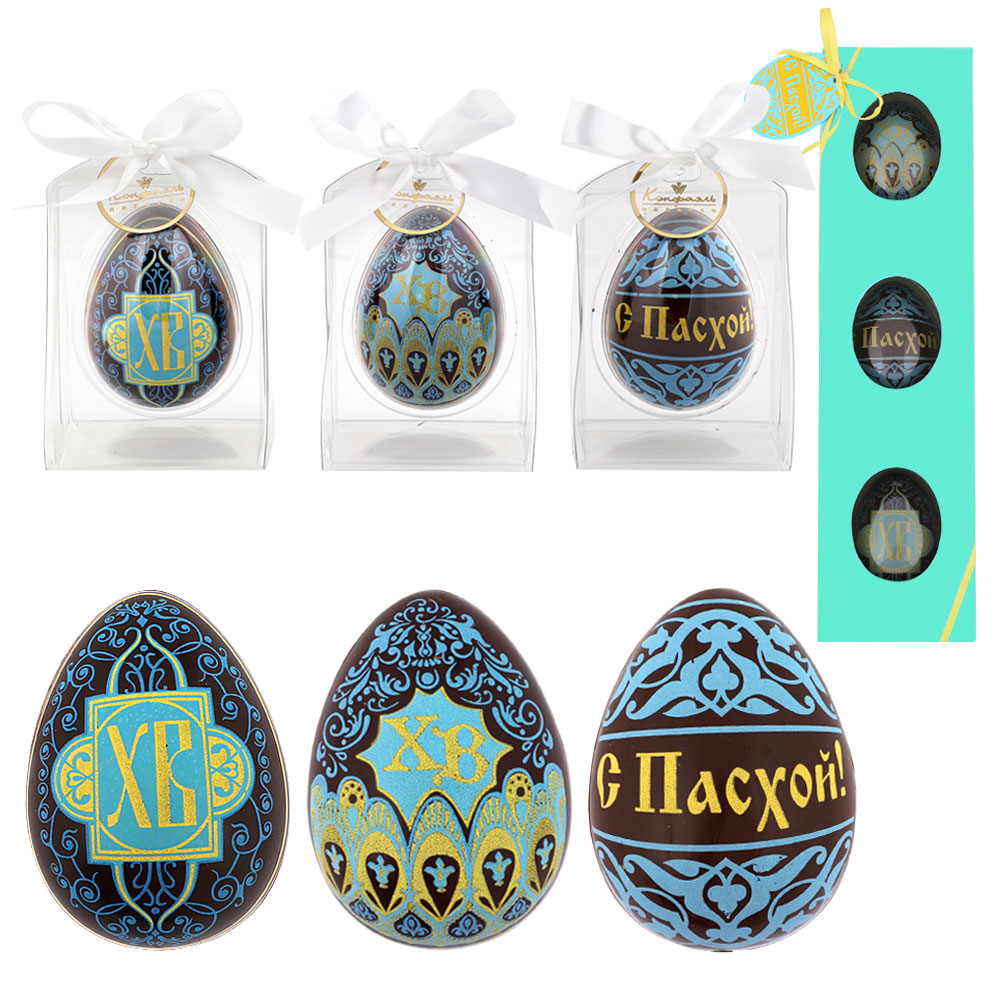 Шоколадный набор пасхальных яиц из горького шоколада из коллекции Пасха Шоколадный набор пасхальных яиц из горького шоколада из коллекции Пасха