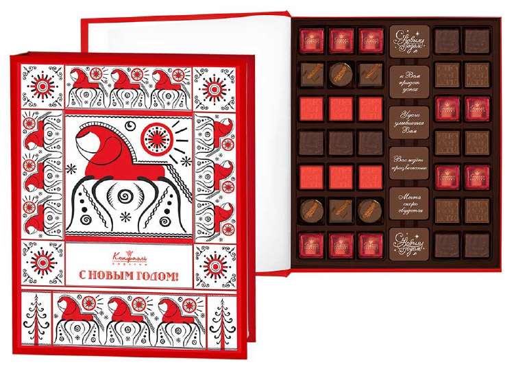 Книга с конфетами ассорти и шоколадом большая 375г из коллекции Огненная лошадь Книга с конфетами ассорти и шоколадом большая 375г из коллекции Огненная лошадь