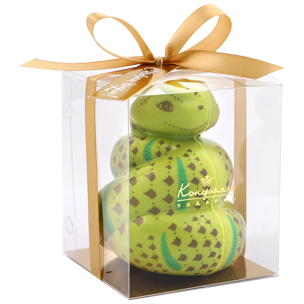 Змея зеленая из белого шоколада с декором 105г из коллекции Шоколадные змеи - Символ года 2025