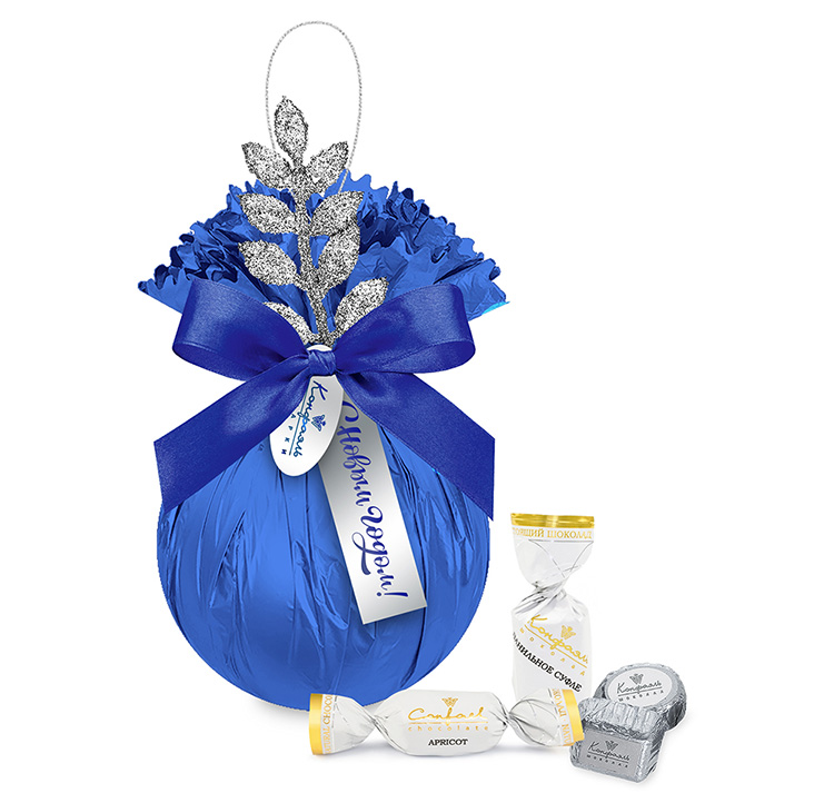 Ёлочная игрушка с конфетами суфле, ассорти и сухофруктами 125г Ёлочная игрушка с конфетами суфле, ассорти и сухофруктами 125г