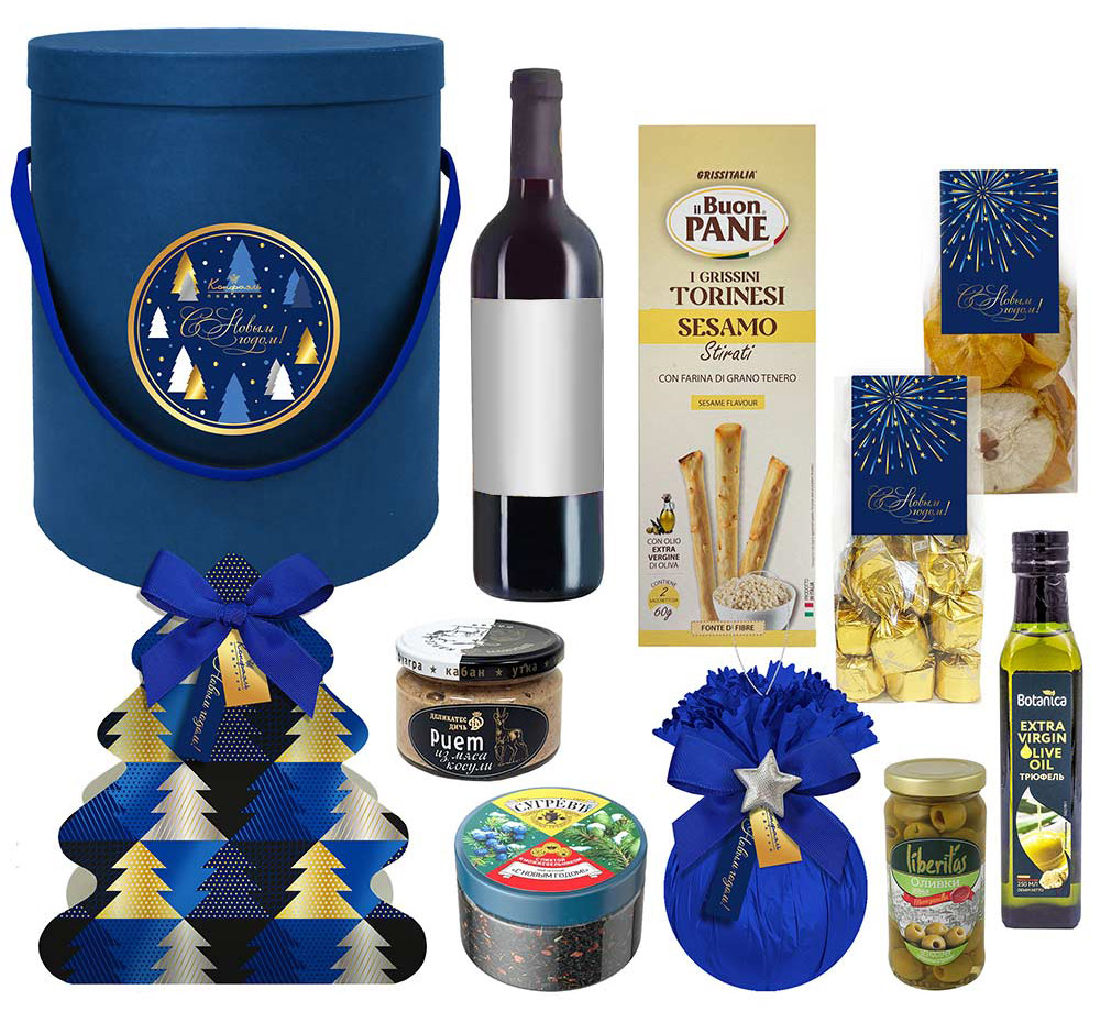 Набор конфет ассорти, суфле, фруктовые чипсы, хлебные палочки, риет, оливки, масло, чай из коллекции Элегантная зима Набор конфет ассорти, суфле, фруктовые чипсы, хлебные палочки, риет, оливки, масло, чай из коллекции Элегантная зима