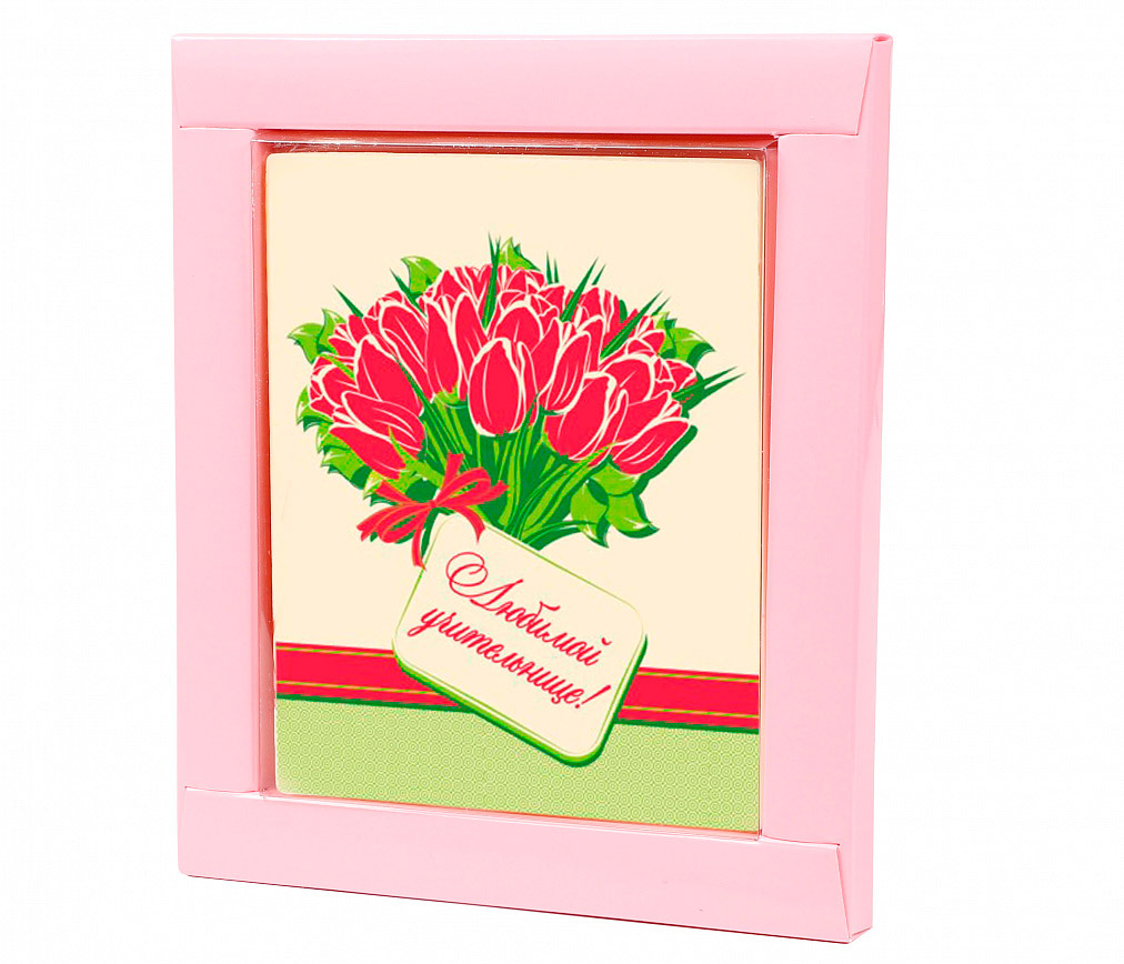 Открытка учительнице Шоколад белый с декором Открытка учительнице Шоколад белый с декором