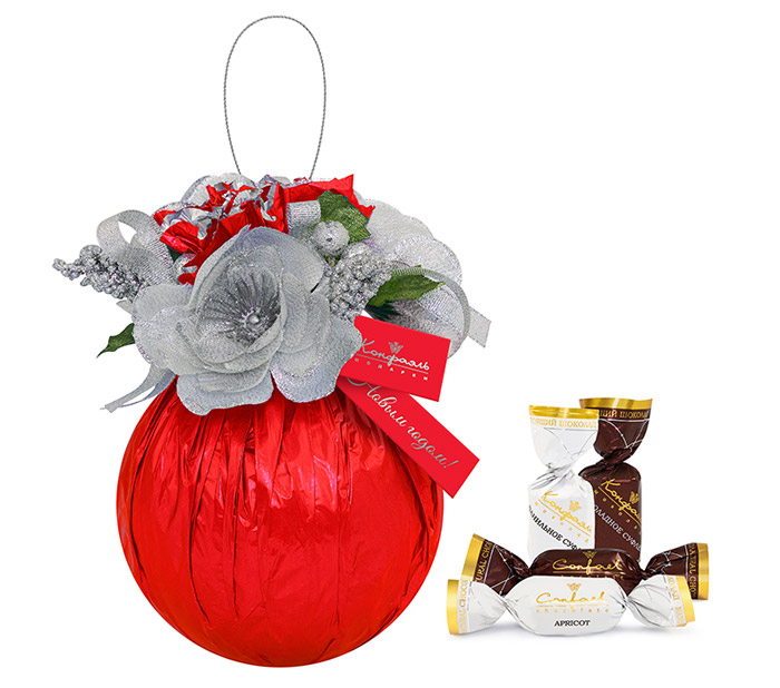 Елочная игрушка с конфетами суфле и сухофруктами 255г Елочная игрушка с конфетами суфле и сухофруктами 255г