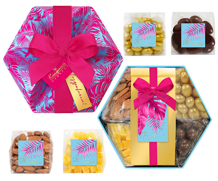 Цукаты, орехи в шоколаде, кофе набор из коллекции Яркие тропики