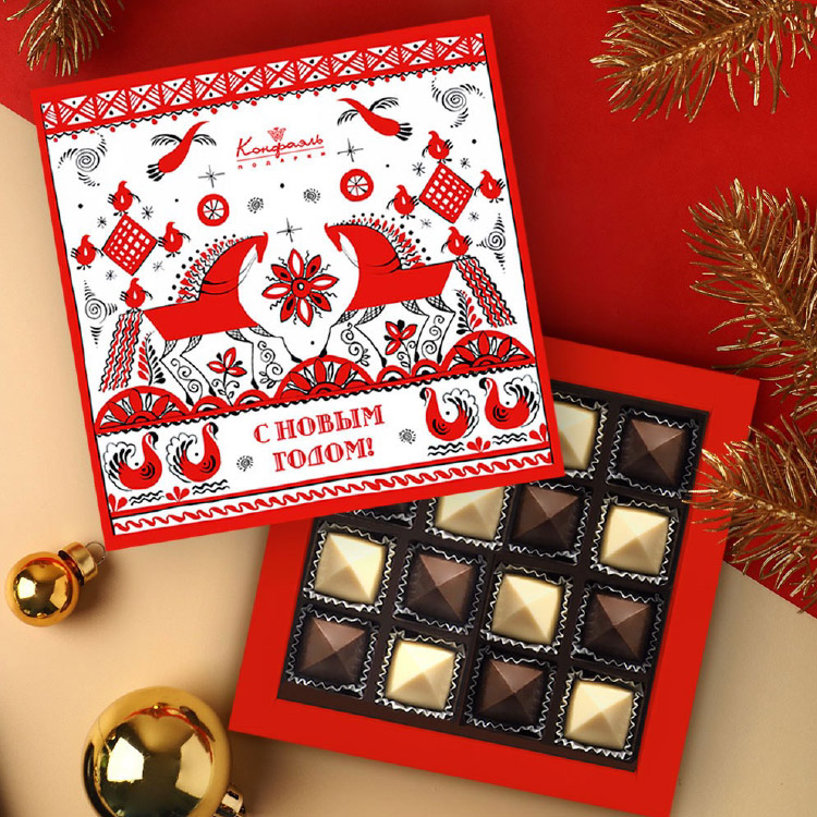 Шоколадные конфеты ассорти набор 170г из коллекции Огненная лошадь Шоколадные конфеты ассорти набор 170г из коллекции Огненная лошадь