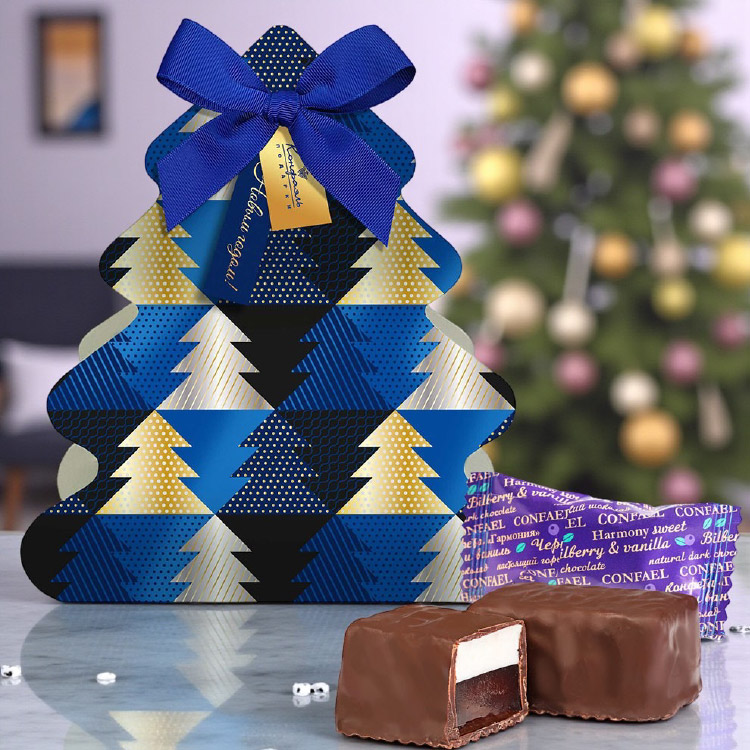 Ёлочка с конфетами мармелад-суфле (черника и ваниль) 120г из коллекции Элегантная зима Ёлочка с конфетами мармелад-суфле (черника и ваниль) 120г из коллекции Элегантная зима