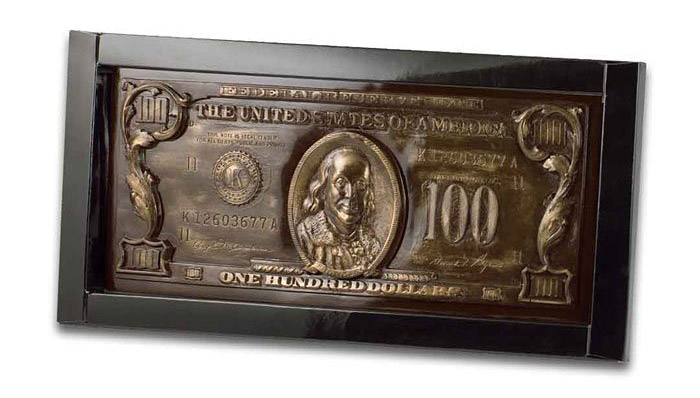 Шоколад горький фигурный украшенный 100 долларов 