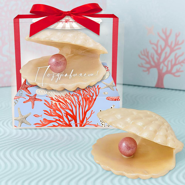 Скульптура жемчужина из белого шоколада 300г из коллекции Жемчужная