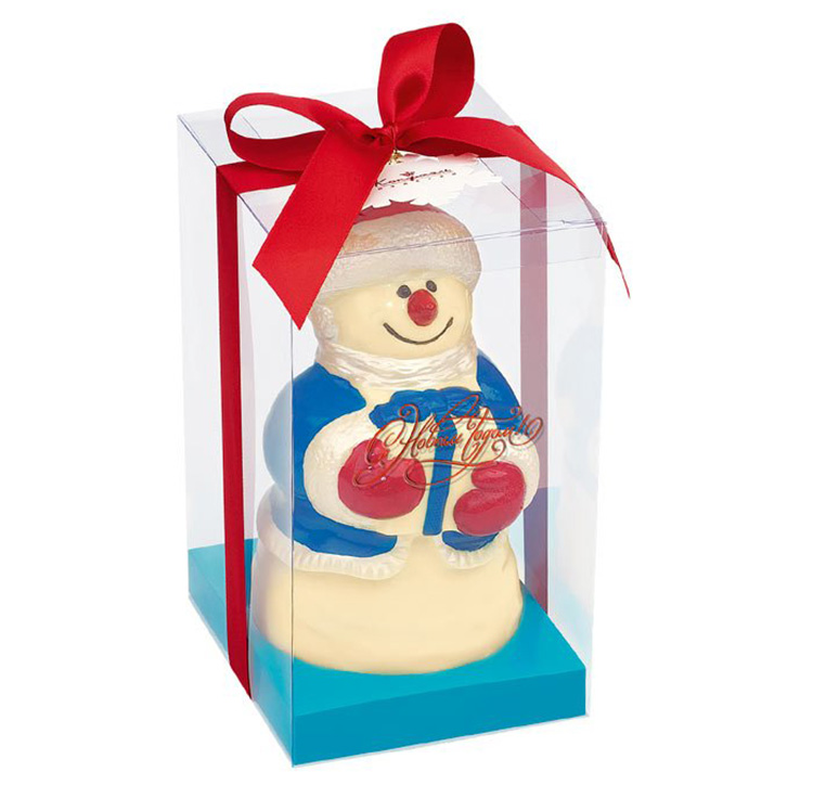 Скульптура Снеговик шоколад белый, красная лента Скульптура Снеговик шоколад белый, красная лента