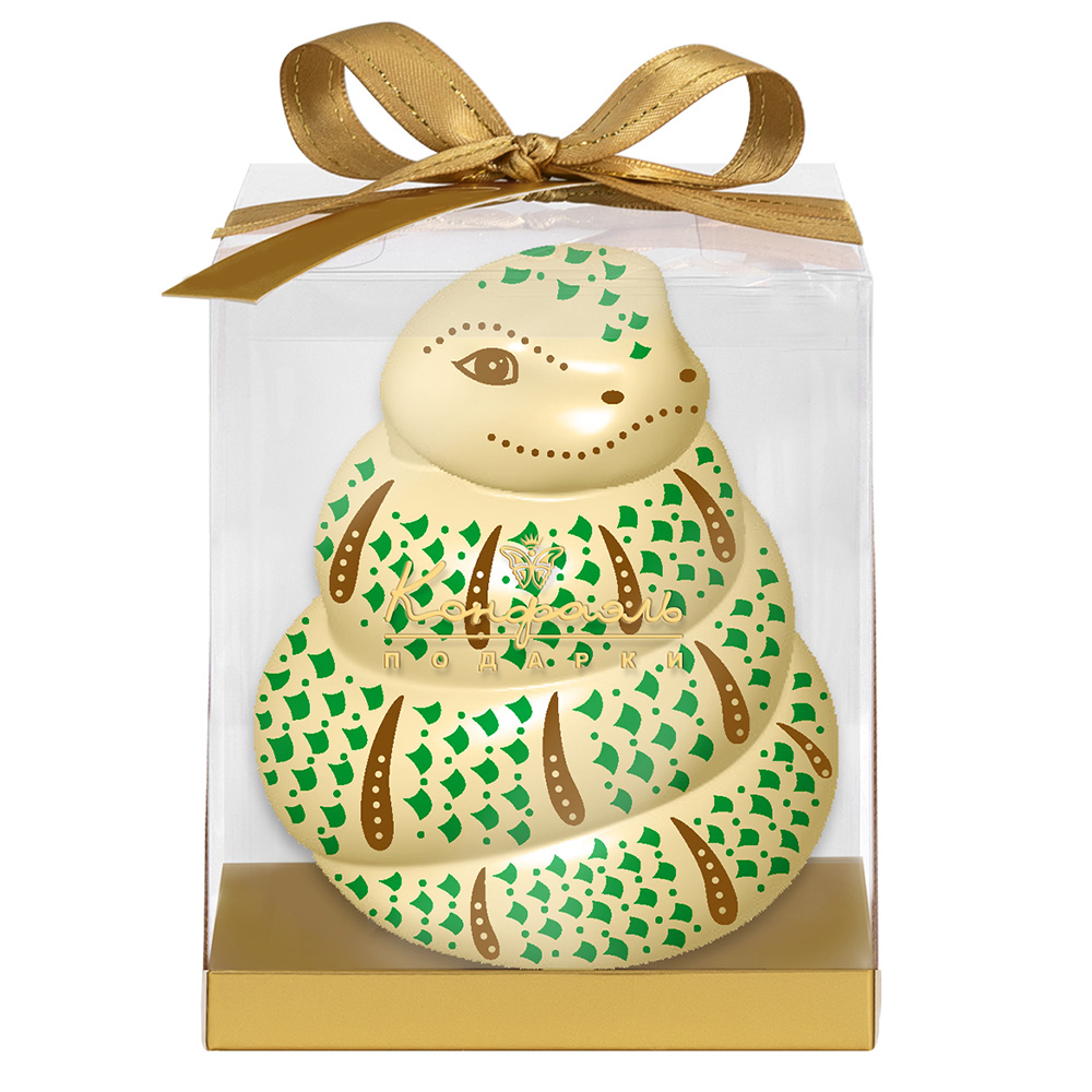 Змея из белого шоколада с декором 105г из коллекции Шоколадные змеи - Символ года 2025 Змея из белого шоколада с декором 105г из коллекции Шоколадные змеи - Символ года 2025