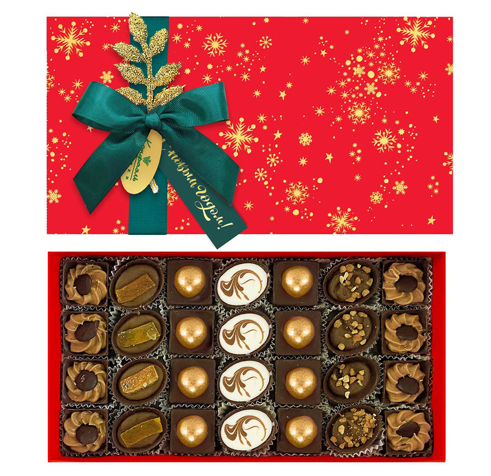 Набор конфет ручной работы красный 320г из коллекции Новогоднее настроение.Зима Набор конфет ручной работы красный 320г из коллекции Новогоднее настроение.Зима