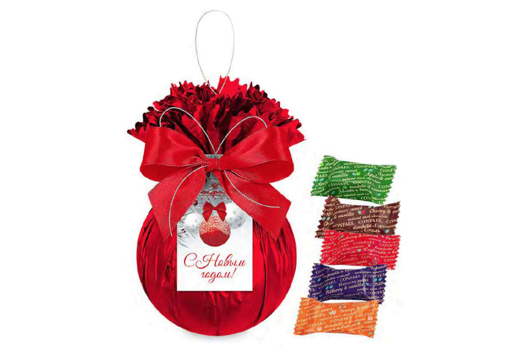 Елочная игрушка с конфетами мармелад-суфле 210г Елочная игрушка с конфетами мармелад-суфле 210г