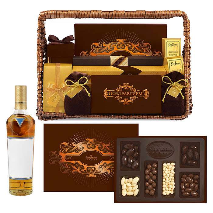 Корзина с конфетами: драже с орехами, ассорти, мягкий грильяж,сухофрукты из коллекции Для мужчин Корзина с конфетами: драже с орехами, ассорти, мягкий грильяж,сухофрукты из коллекции Для мужчин