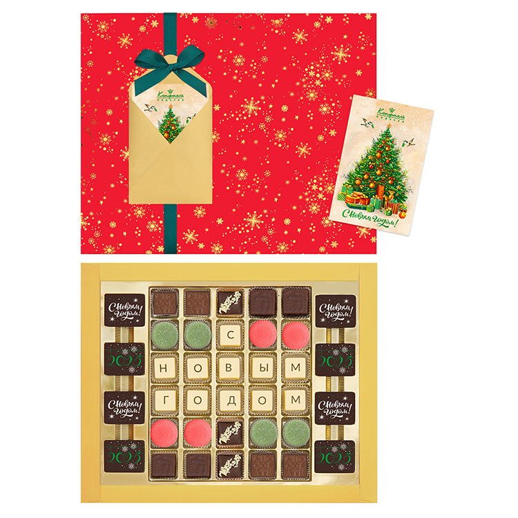 Набор конфет и шоколада с декором 415г Набор конфет и шоколада с декором 415г