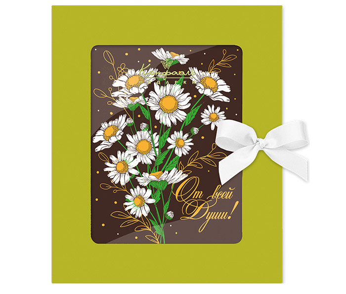 Открытка из горького шоколада Ромашки из коллекции Ромашковая романтика