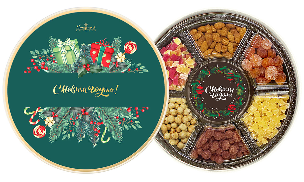 Набор молочного шоколада с декором, цукатов, орехов 460г из коллекции Новогоднее настроение.Зима