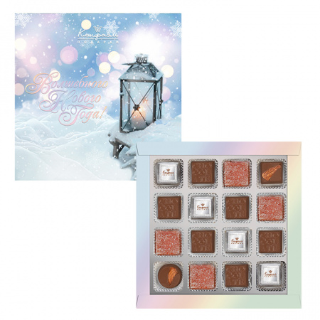 Подарочный набор с изображением фонаря: шоколад, мармелад, ассорти 160г
