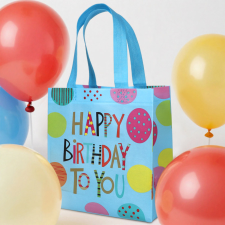 Сумка "С днем рождения" голубая 22*11*23 см