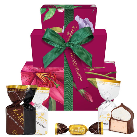 Набор сундучков: суфле со вкусом манго и безе, суфле, мармелад  270г