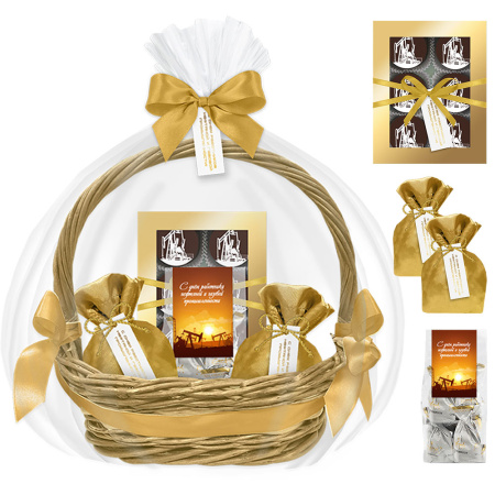 Корзина с конфетами: суфле, суфле-безе, драже "День нефтяника"