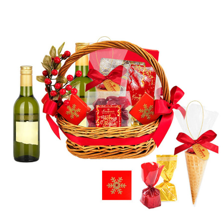 Подарочный набор-корзина: шоколад, драже, мармелад, конфеты 445г