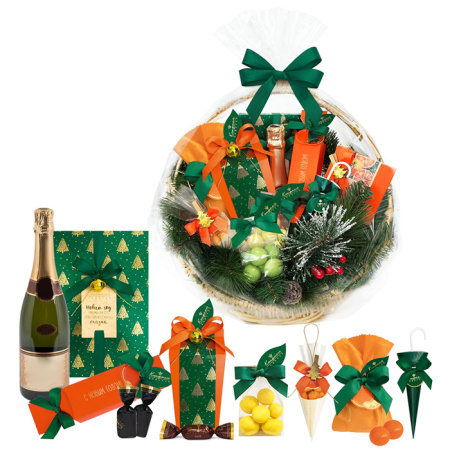 Подарочный набор Сфера малая: шоколад с миндалем, драже, конфеты, крр, ассорти 1010г