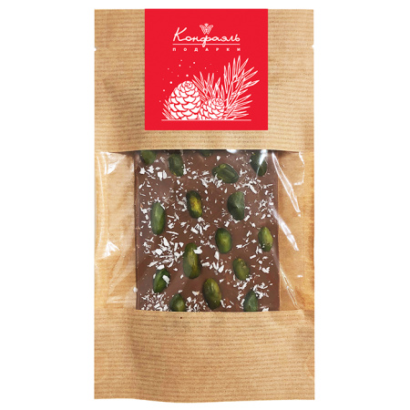 Шоколад молочный с фисташками и кокосовой стружкой