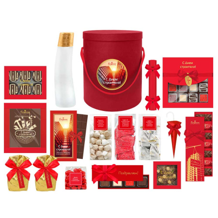 Набор конфет ассорти, сухофрукты, суфле, шоколада "С Днем строителя"