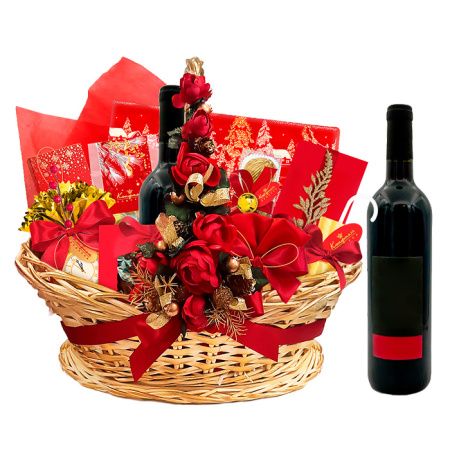 Подарочный набор-корзина: драже, конфеты 1110г