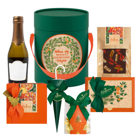 Коробка круглая подарочная: шоколад, драже, КРР, конфеты 360г