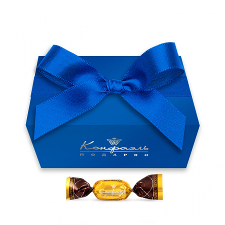 Подарочный сундучок синий: конфеты глазированные вишневые 45г