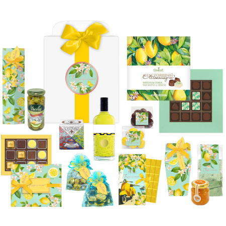 Набор: шоколад, драже, мармелад, конфеты глазированные, чай, варенье