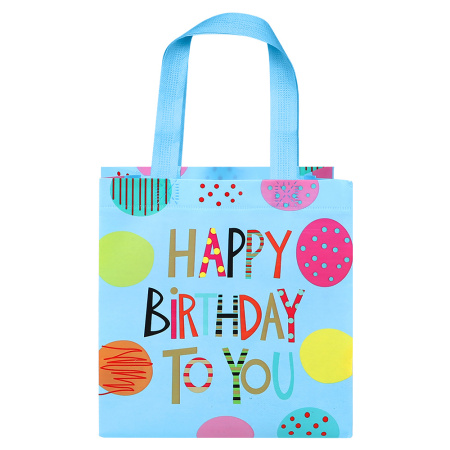 Сумка "С днем рождения" голубая 22*11*23 см