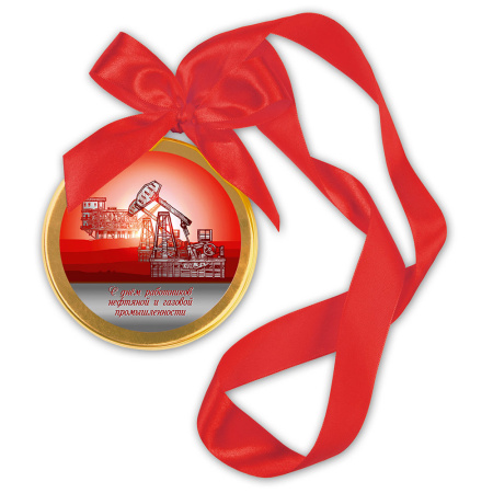 Медаль "День нефтяника" молочный шоколад 70г Медаль "День нефтяника" молочный шоколад 70г