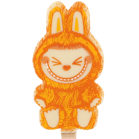 "Лабубушка" шоколад белый на палочке 19г (оранжевый декор)