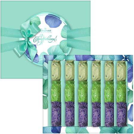 Набор бирюзовый с конфетами мармелад-суфле