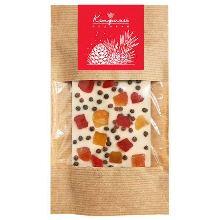 Шоколад белый с цукатами папайи и рисовыми шоколадными шариками