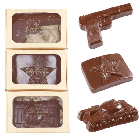 Набор: пистолет, пряжка и танк шоколад молочный 220г