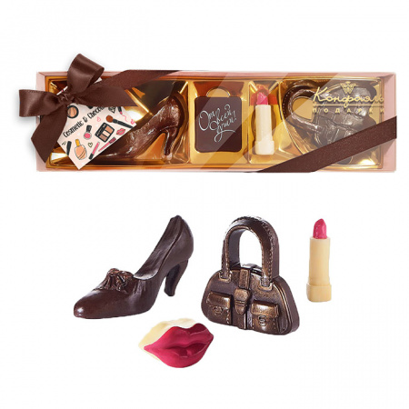 Шоколад фигурный горький и белый набор 100г