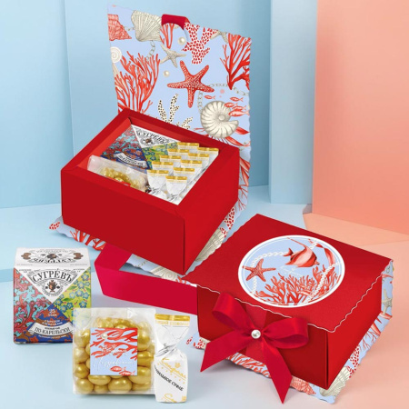 Подарочный набор: драже, конфеты глазированные, чай 170г