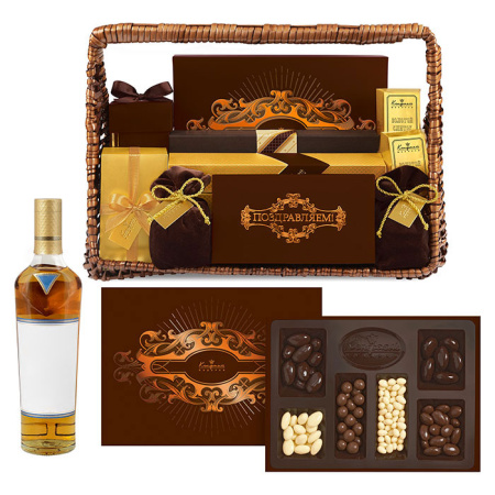 Корзина с конфетами: драже с орехами, ассорти, мягкий грильяж,сухофрукты Корзина с конфетами: драже с орехами, ассорти, мягкий грильяж,сухофрукты